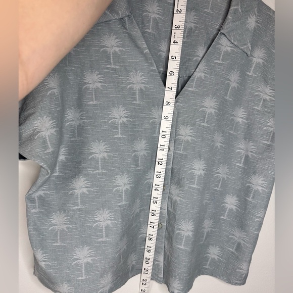 ZARA Blue Palm Tree Button-Up Shirt | Size M - Picture 12 of 14
